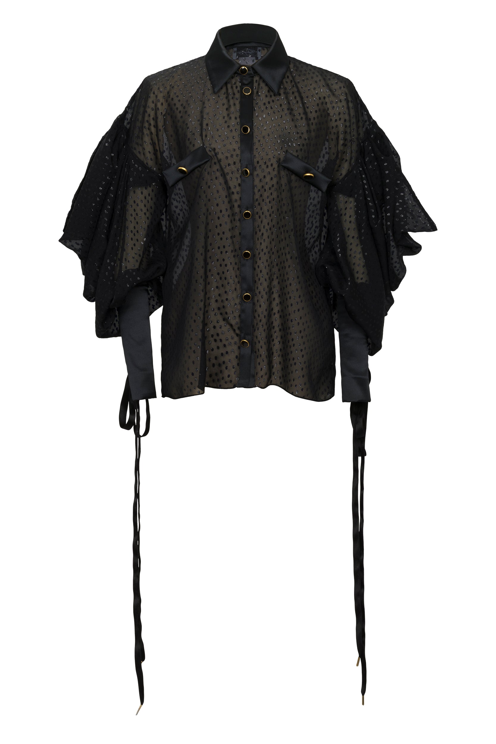 BLACK SHIRT IN DAMIER FABRIC
