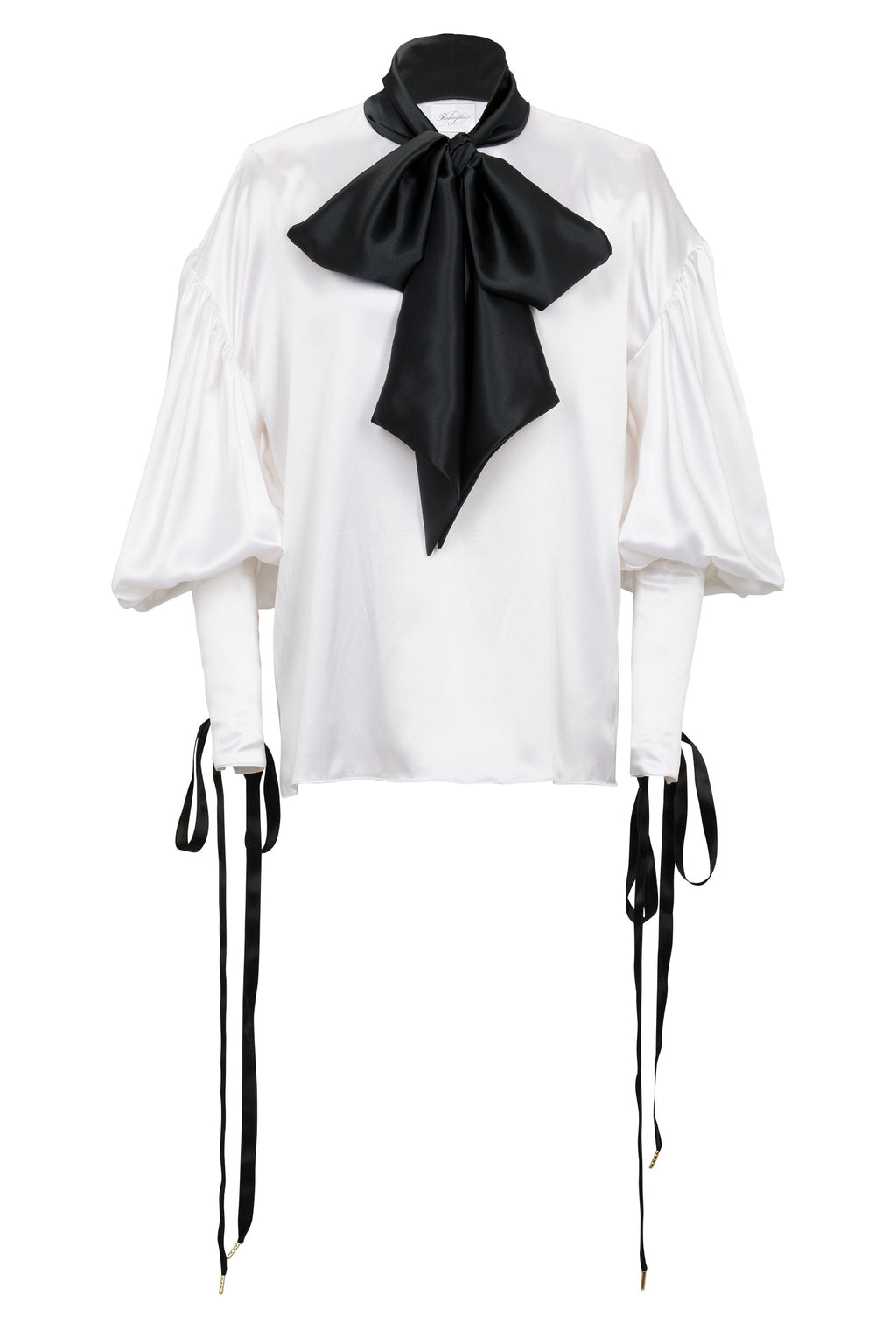 WHITE SHIRT IN SATIN WITH BOW
