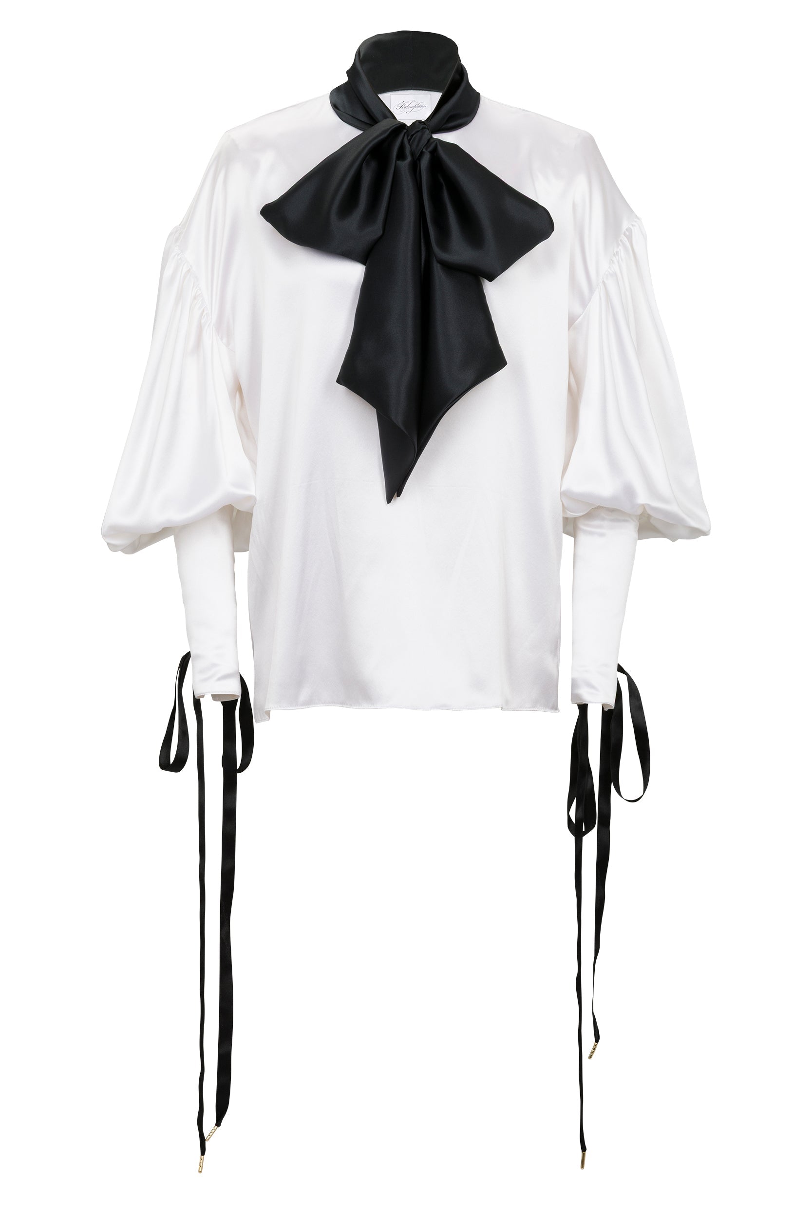 WHITE SHIRT IN SATIN WITH BOW