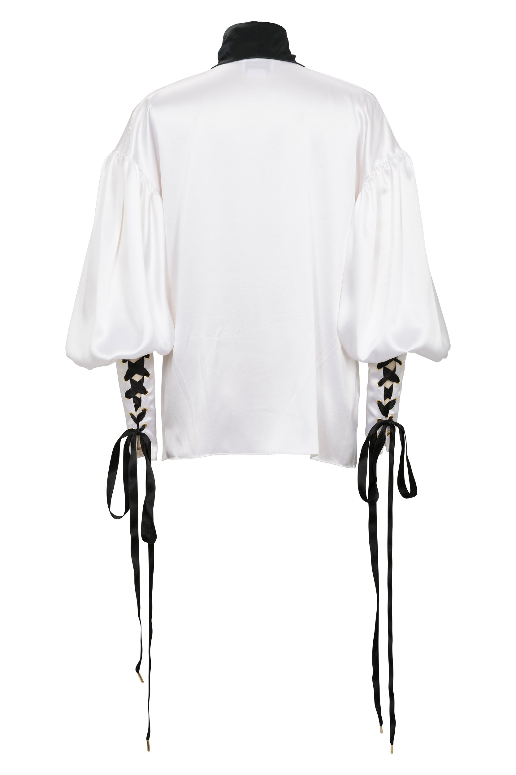 WHITE SHIRT IN SATIN WITH BOW
